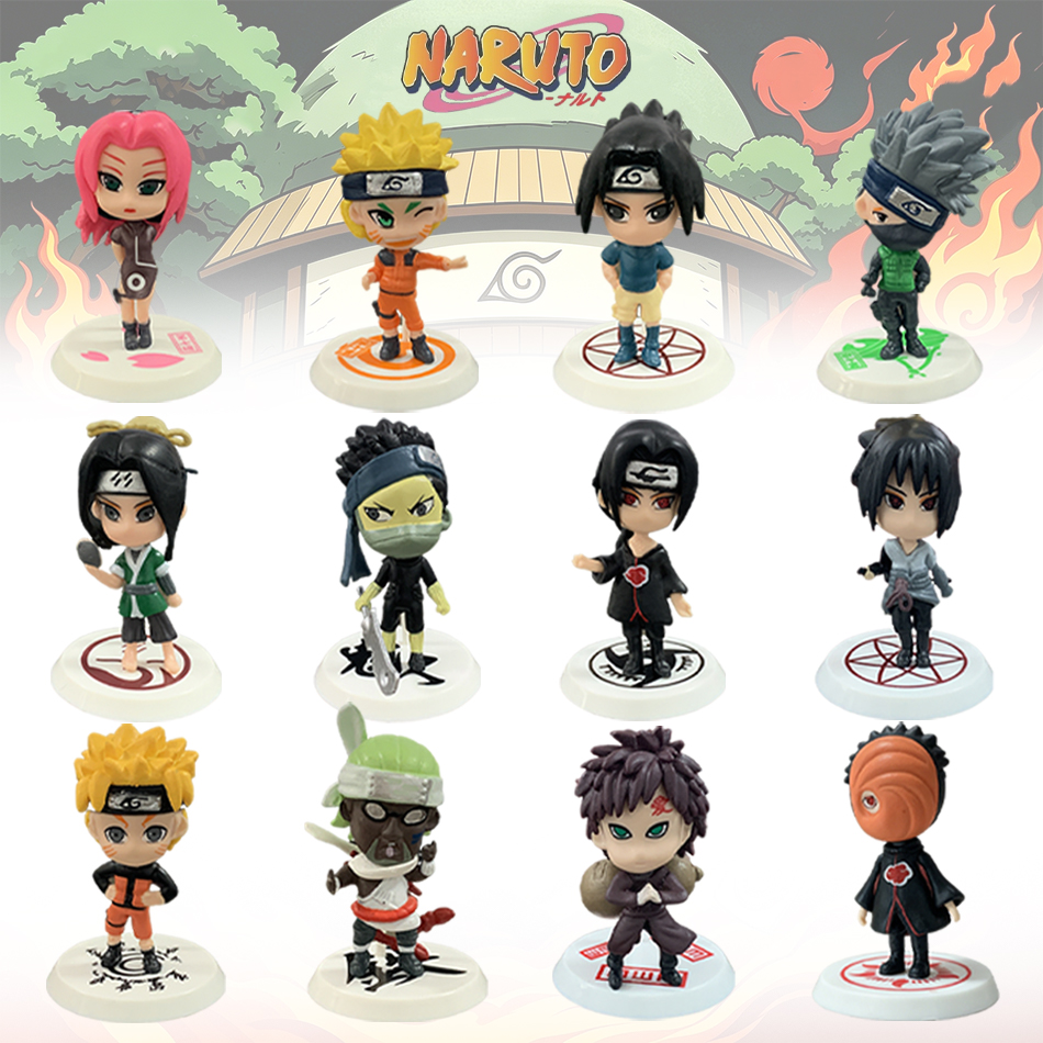 Action Figure 6 Pcs/Lot NARUTO Sasuke Gaara Uchiha Madara Figure 7-8cm 2 Style Personality Base Mini Figurines