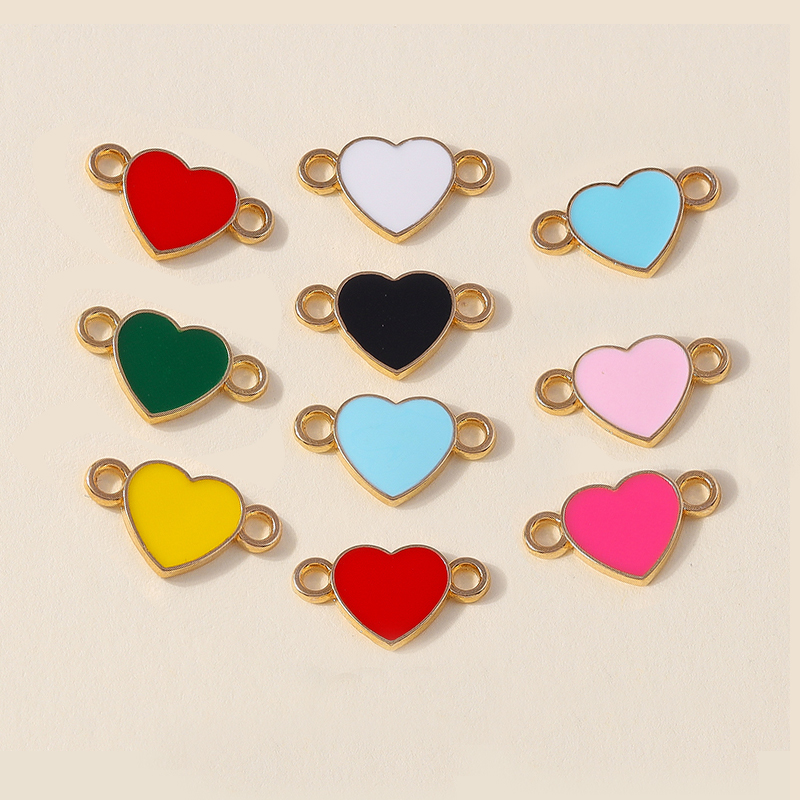 10pcs 9x16mm Cute Enamel Mini Love Heart Charms Pendants for Jewelry Making Drop Earrings Necklace Bracelets DIY Crafts Supplies