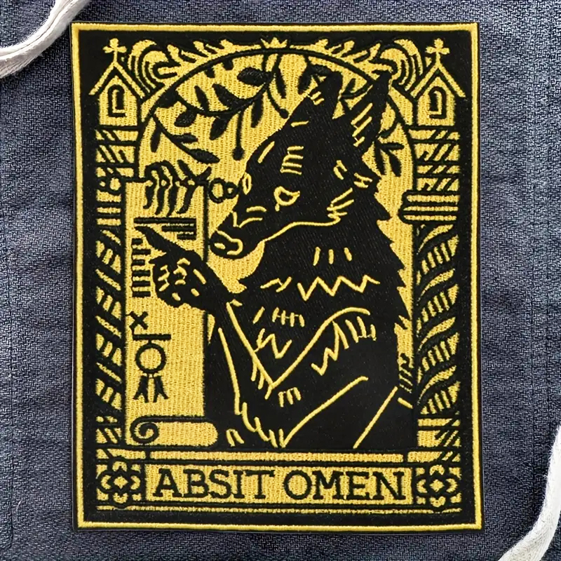 1PC Wolf Vintage Floral Embroidered Patch Punk Animal Inspiring Badge Iron On Patches For Clothing Cap Jacket Trucker Hat