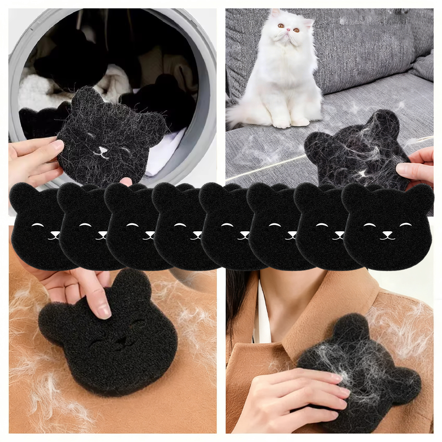 4PCS Bear Shape Laundry Balls Lint Catcher Reusable Pet Hair Remover Cleaning Sponge for Clothes Sofa Cat Dog Home House