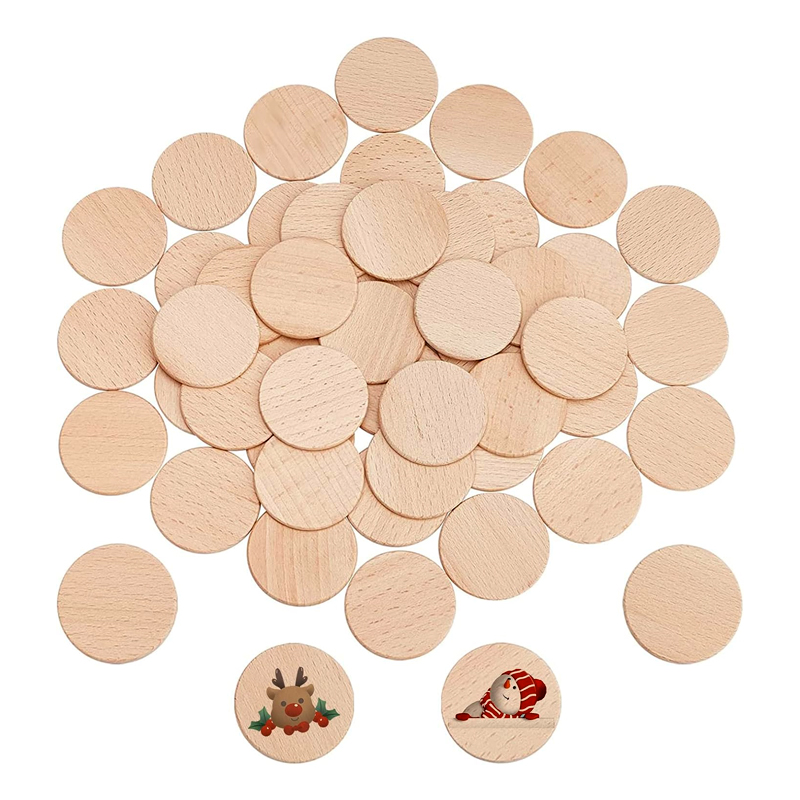 25-70mm Natural Beech Wood Round Coins, Blank Wooden Discs for DIY Craft, Art Project, Painting, and Staining Carving Letter