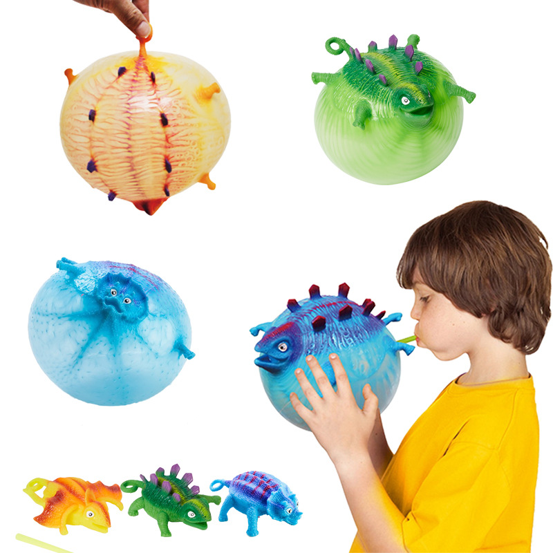 Kids Funny Blowing Animals Inflate Dinosaur Vent Balls Antistress Hand Balloon Fidget Party Sports Games Toys for Children