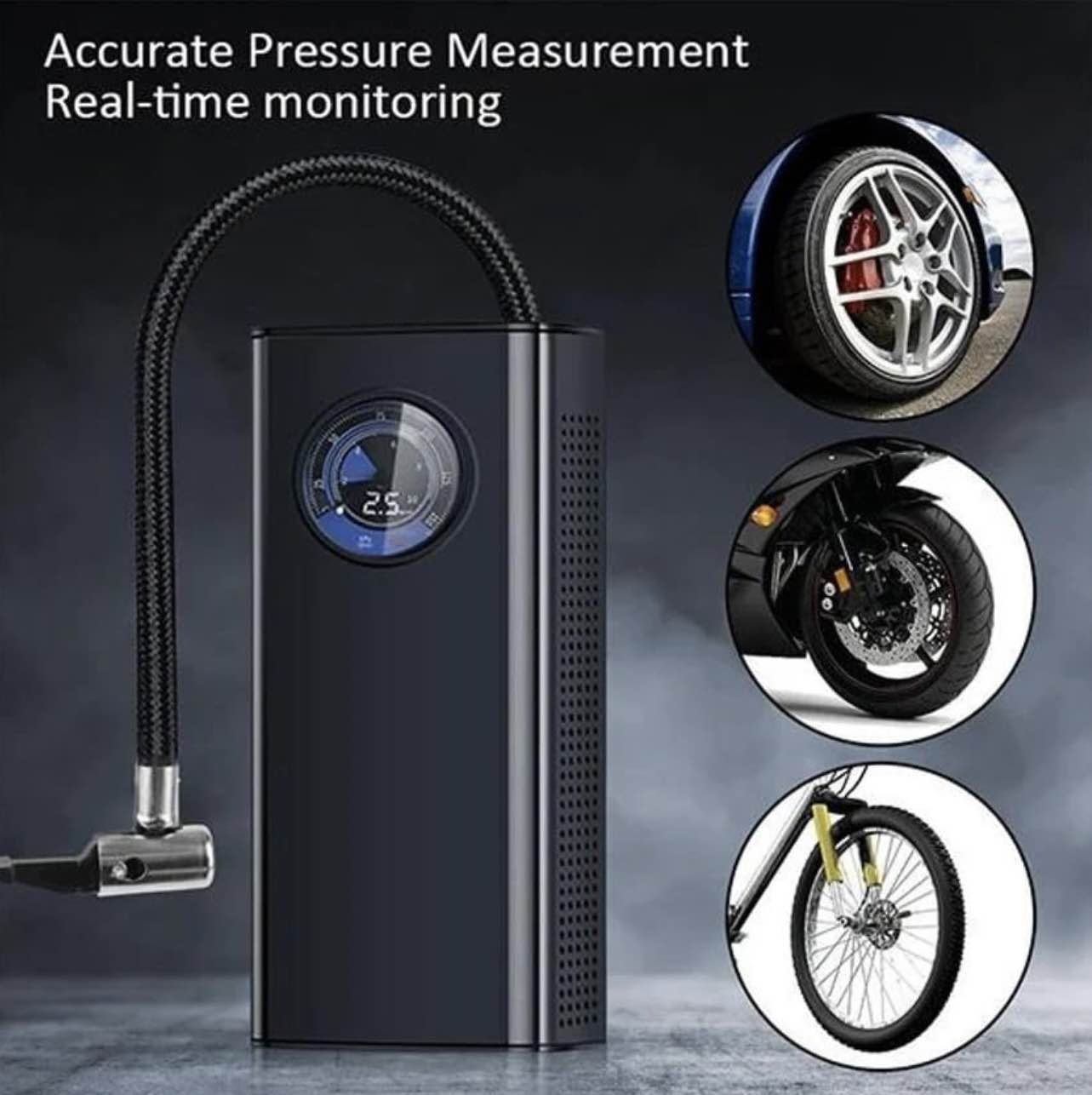 Portable Car Air Pump 150 PSI with 1500 mah Rechargeable Battery | Accurate Pointer Display, Durable ABS Body, Fast Inflation | Air Compressor Pump for Car, Bicycle, Motorcycle & Inflatables