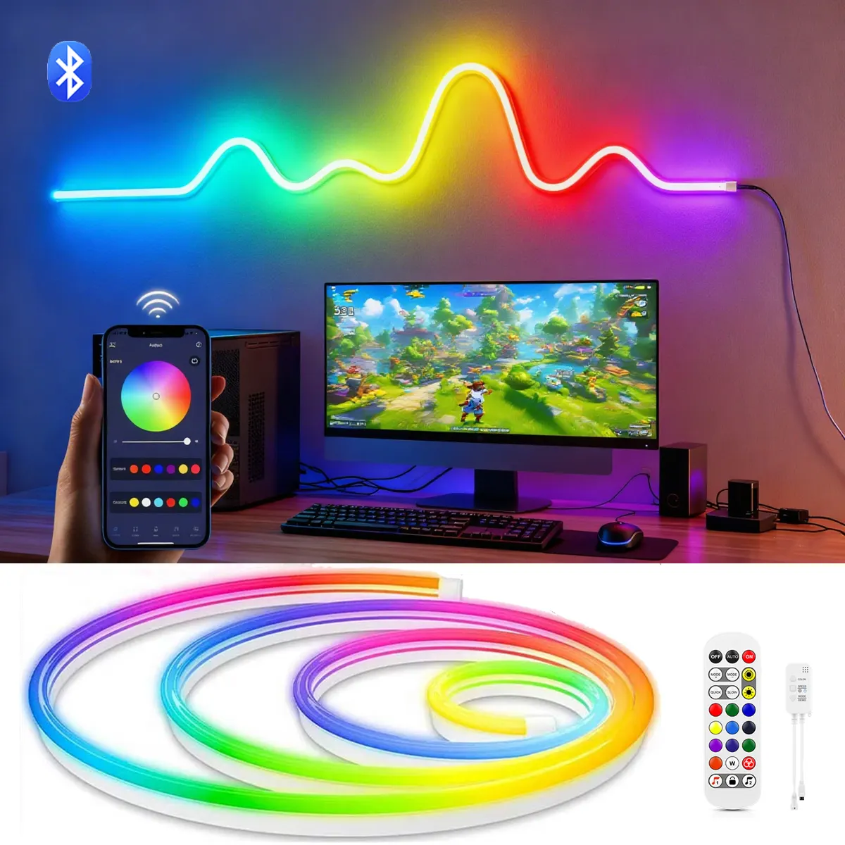Smart RGBIC LED Strip Neon Lamp WS2811 Bluetooth/WIFI VersionTuya App Control Dreamcolor Ambinet Tape 5V USB Plug/24V EU US Plug - image 1