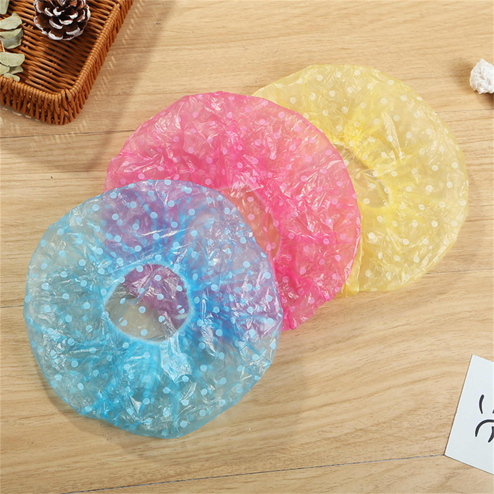 6pcs Wave Point Shower Cap Waterproof Thicken High Quality Hair Salon Elastic For Women Bath Hat Hair Cap Bathroom Products