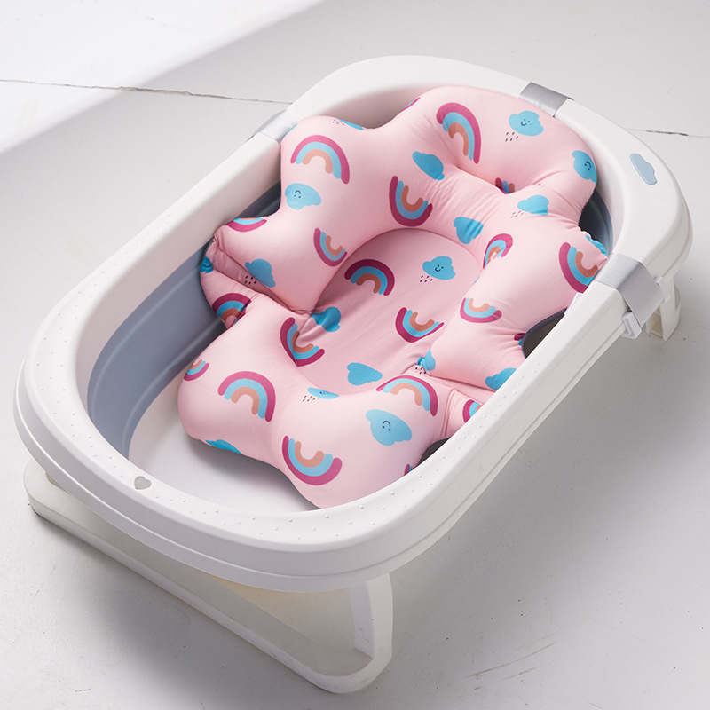 Newborn Bathtub Pad Ajustable Baby Bath Support Seat Mat Shower Cushion Foldable Baby Bath Seat Floating Security Water Pad