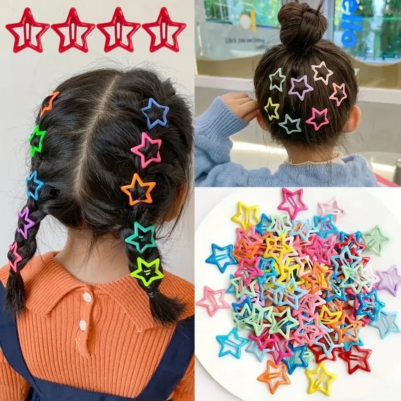 Dopamine-colored Hair Clip with Pentagram Star BB Clip Small Hairpin Bangs Side Bangs Cute Hair Accessory