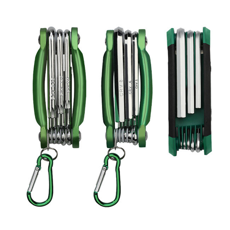 8-Piece Folding Hex Key Set, Multi-Tool with Torx & Allen Wrench, Flat Head Design for Bicycle, Furniture & Auto Repair