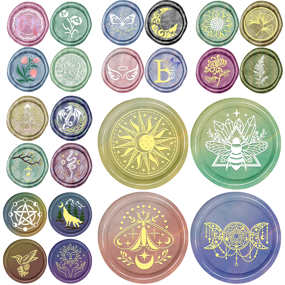25mm Wax Seal Stamps Head Moon Sun Star Flower Butterfly Pattern for DIY Wedding Invitation Envelope Card Crafting 2024 Hot Sale