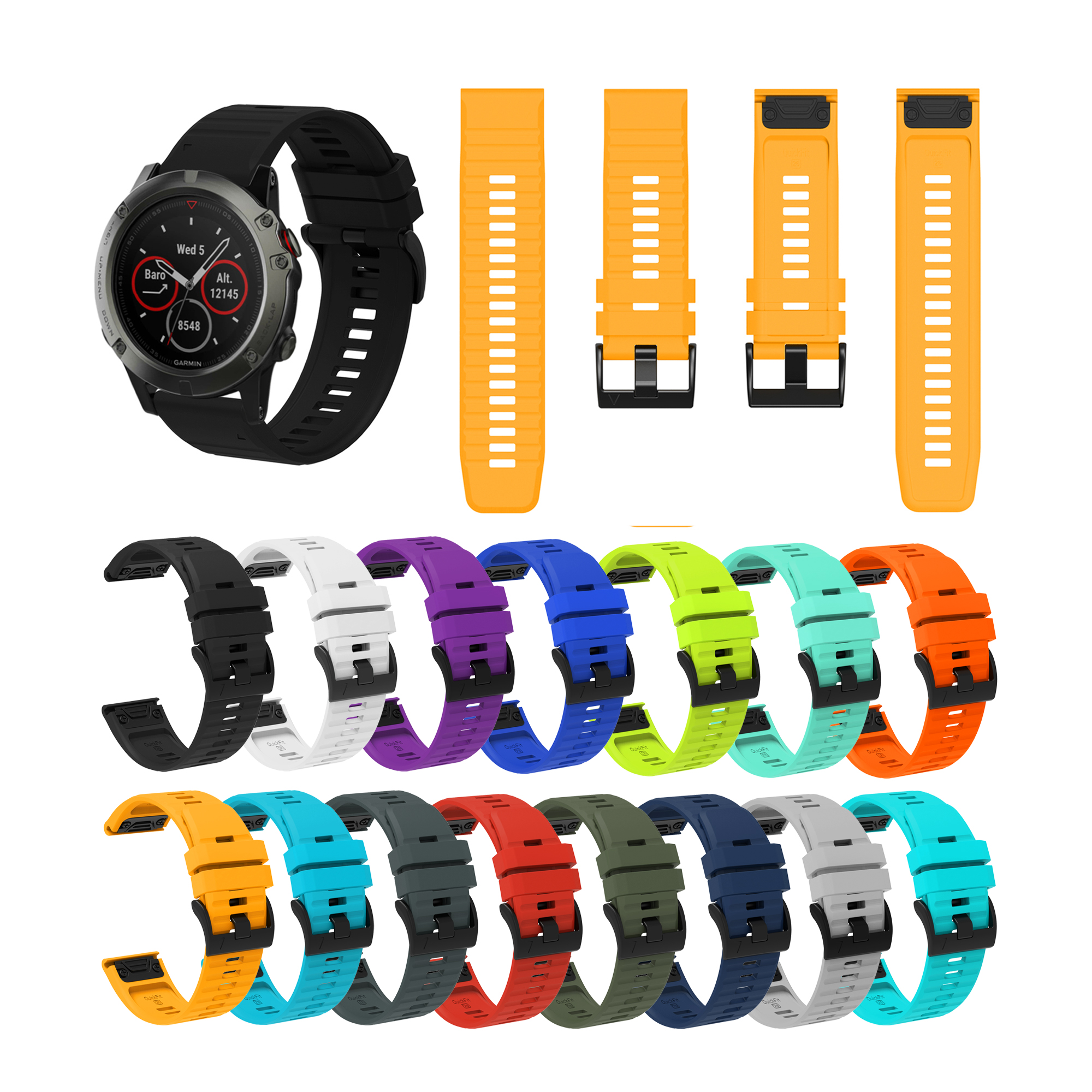 QuickFit 22mm 26mm Sports Silicone Strap For Fenix 6X 7X Pro Band For Fenix 6Pro 5Plus Bracelet Watchband