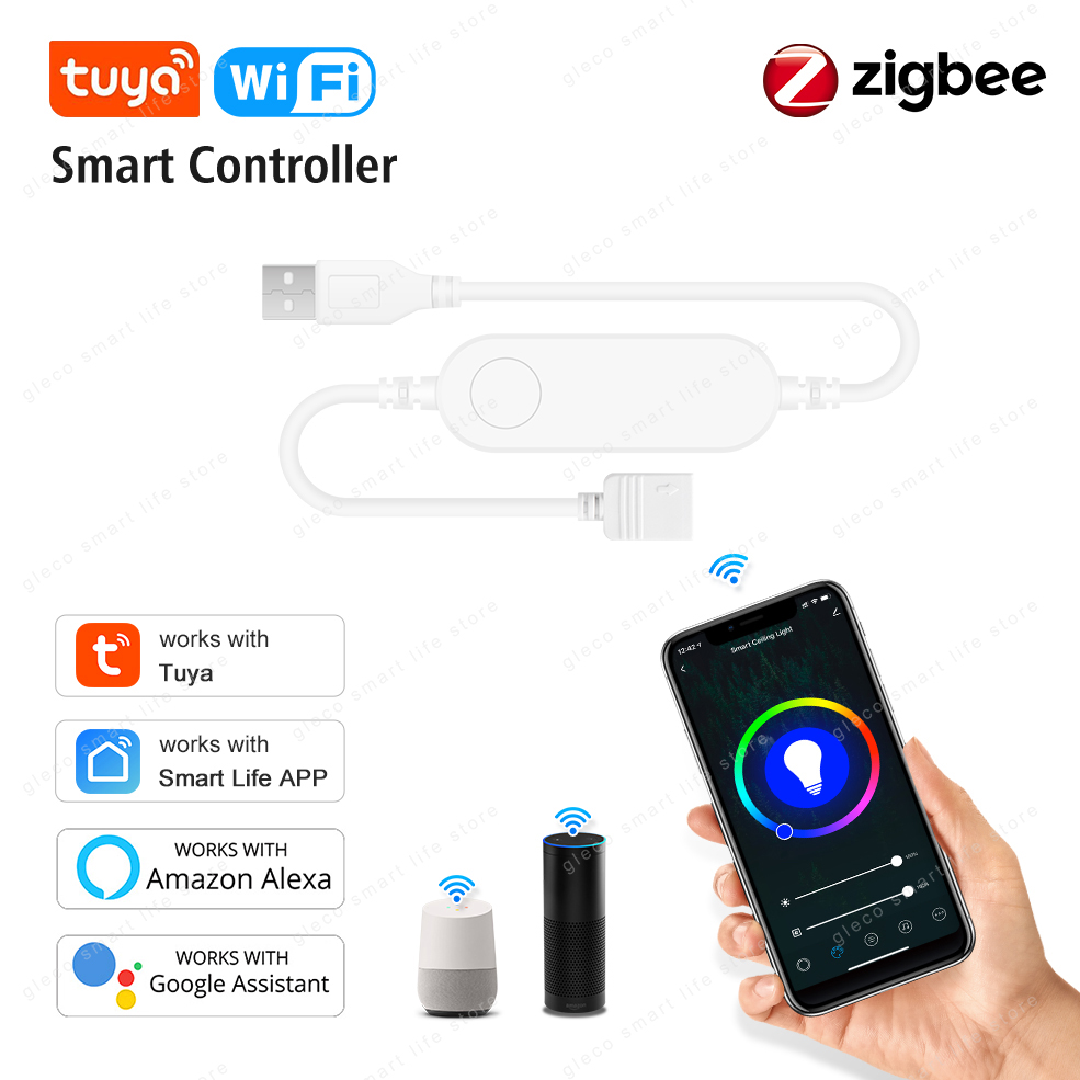 Tuya Smart Wifi USB Led Strip Light Controller Zigbee RGB RGBW RGBWW Dimmer Switch For DC5V Led Tape Work With Alexa Home
