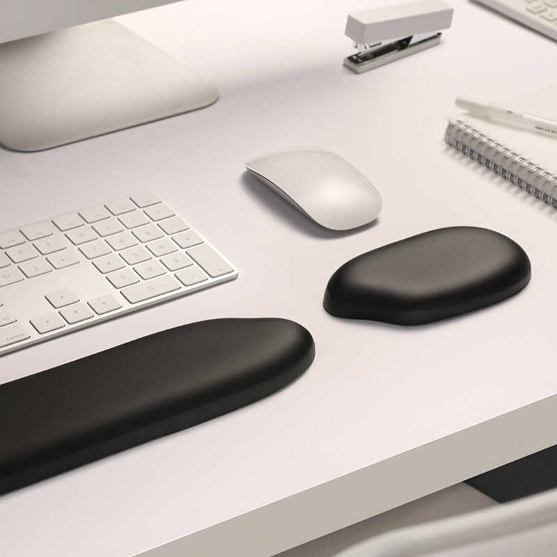Rice Silicone Wrist Mouse Pad Keyboard Hand Rest Wrist Rest Palm Rest Wrist Pad Pure White Leather