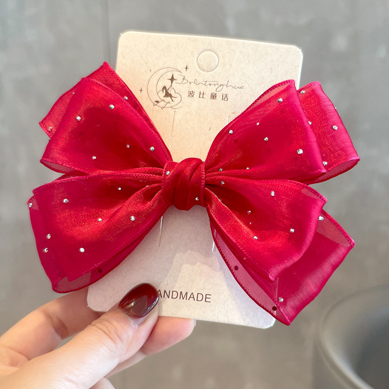 1PC New Princess Korean Silver Dot Big Bow Girls Hairpins Cute Children Headwear Hairgrip Hair Clips Barrettes Hair Accessories
