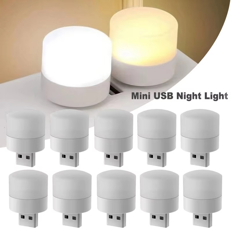USB Plug Charging LED Lamp Portable Mini USB Night Light Warm White Eye Protection Book Reading Lamp Small Round LED Night Light
