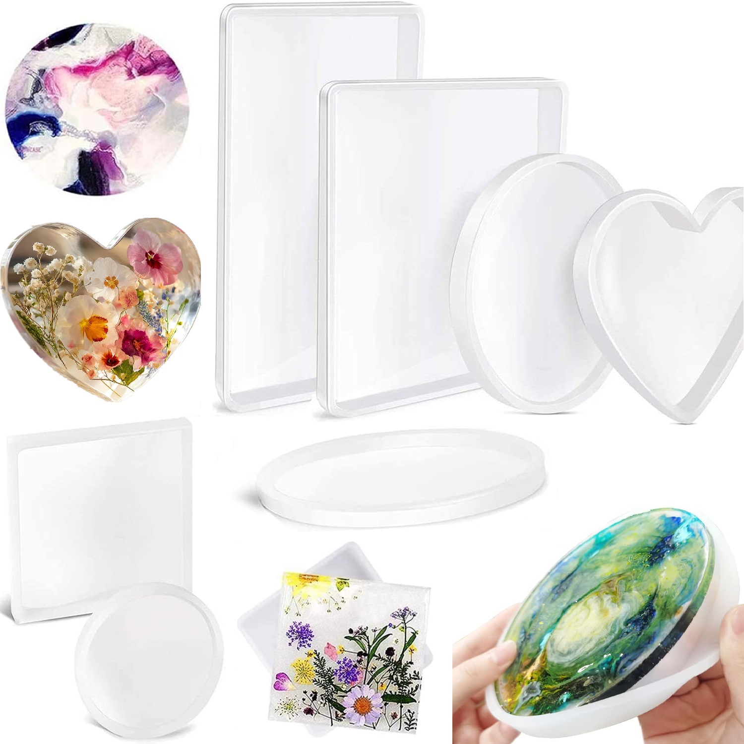 JCD Round Square Shape Coaster Base Silicone Mold Wave Style Tray Resin Molds DIY Epoxy Resin Craft Decoration Handmade Tools