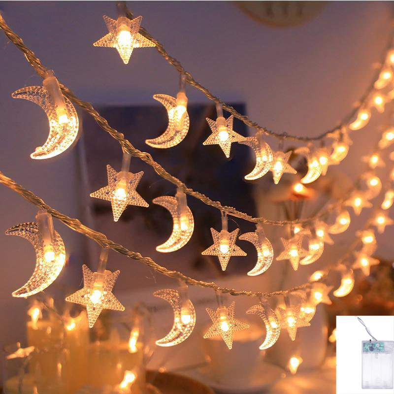LED pentagram moon light string battery box power supply 1.5M/3M bedroom courtyard atmosphere decoration light