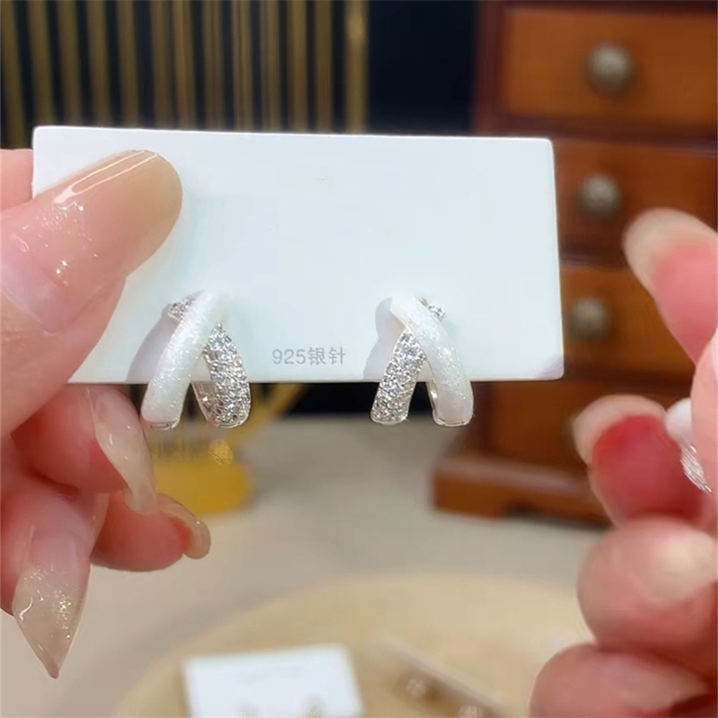 New Trend Cross Oil Crystal Hoop Earrings For Women 2026 New Fashion Simple Jewelry Wedding Earrings