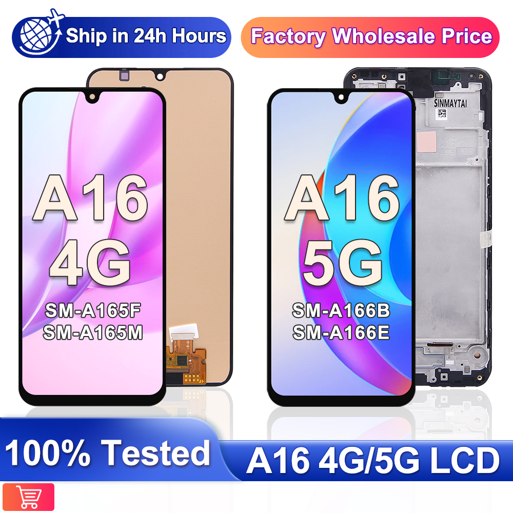 AMOLED A16 Display For A16 4G A165F LCD Display Touch Screen Digitizer For A16 5G A166 SM-A166B LCD 100% Test