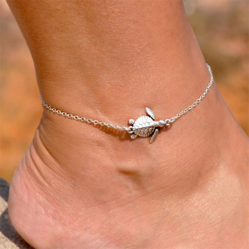 Female Cute Small Sea Turtle Anklets For Women Vintage Gold Silver Color Ankle Bracelet Boho Beach Jewelry Summer Accessories