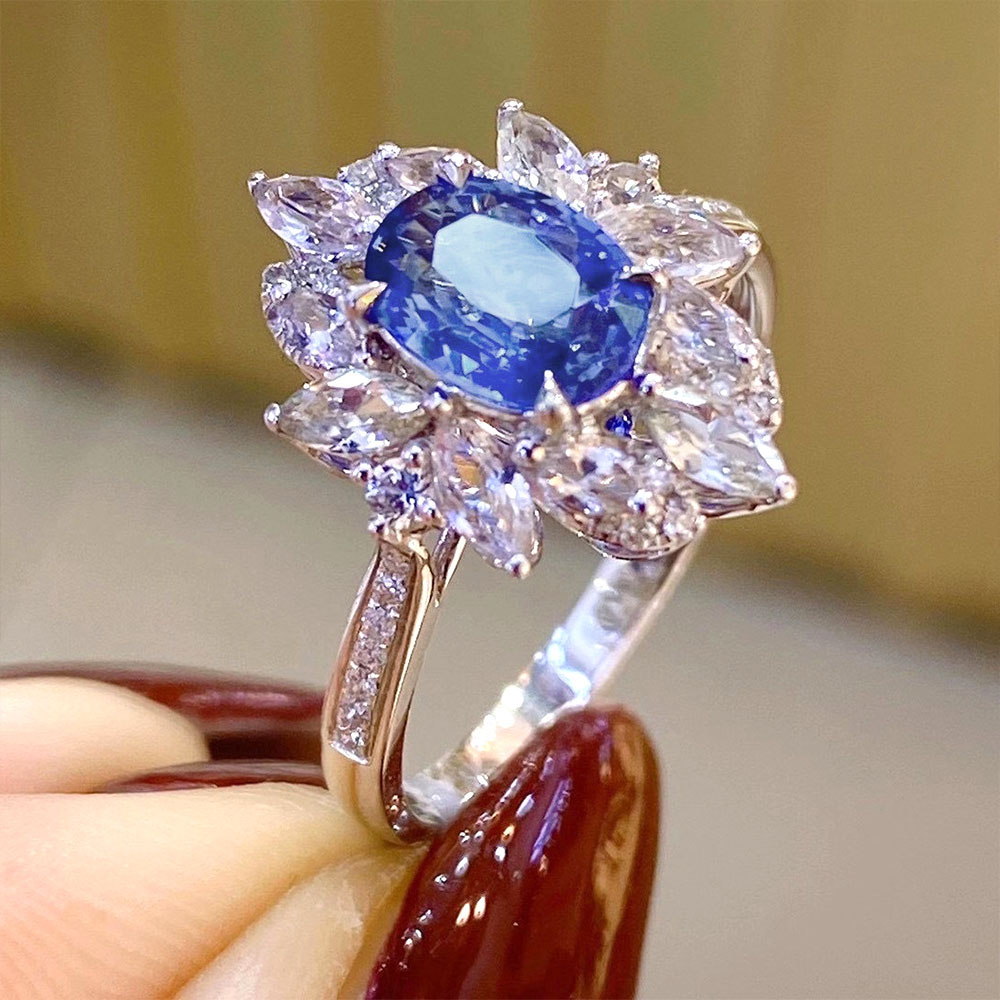 Huitan Chic Blue Cubic Zirconia Lady's Ring for Wedding Anniversary Party Luxury Fashion Women Accessories Nice New Jewelry