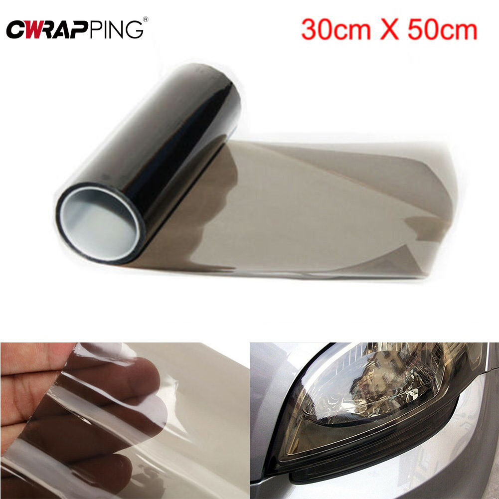 30*50cm Car Light Film Car Smoke Black Tint Headlight Taillight Fog Light Vinyl Film 95% Transmittance Exterior Accessories