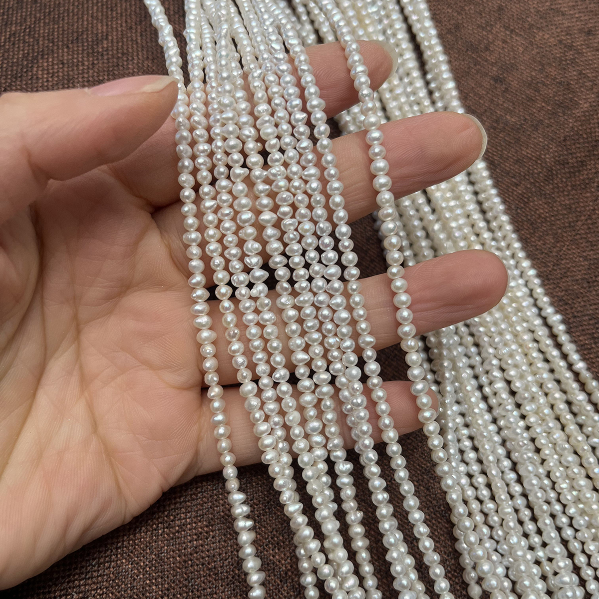 2-2.5mm Natural Freshwater Pearls Punch Pearl Beads for Jewelry Making DIY Women Men Necklace Bracelets Earrings Daily 36cm