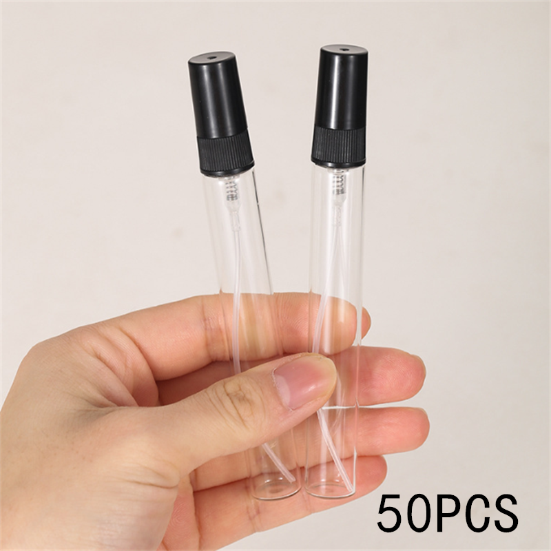 5/10/20/50PCS 2ML 3ML 5ML 10ML Black Empty Refillable Bottle Portable Glass Perfume Bottle Cosmetics Bottle Sample Thin Vials