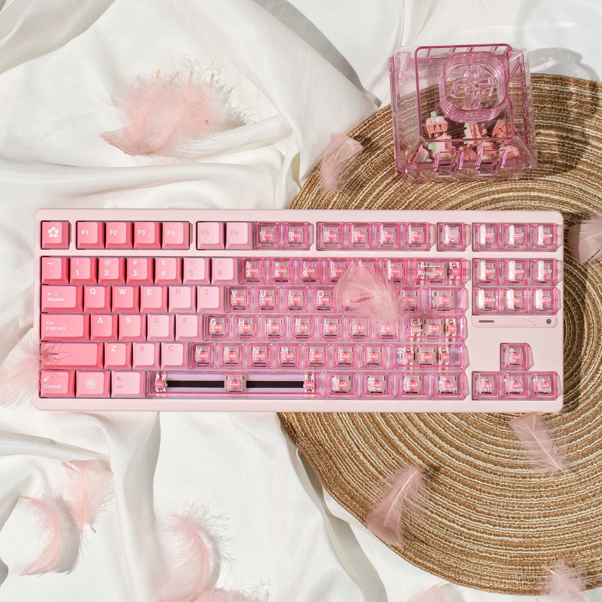 Snow Mountain Blue keycaps Transparent Crystal Clear Keycaps Cherry Profile PBT PC keycaps For Mechanical Keyboard