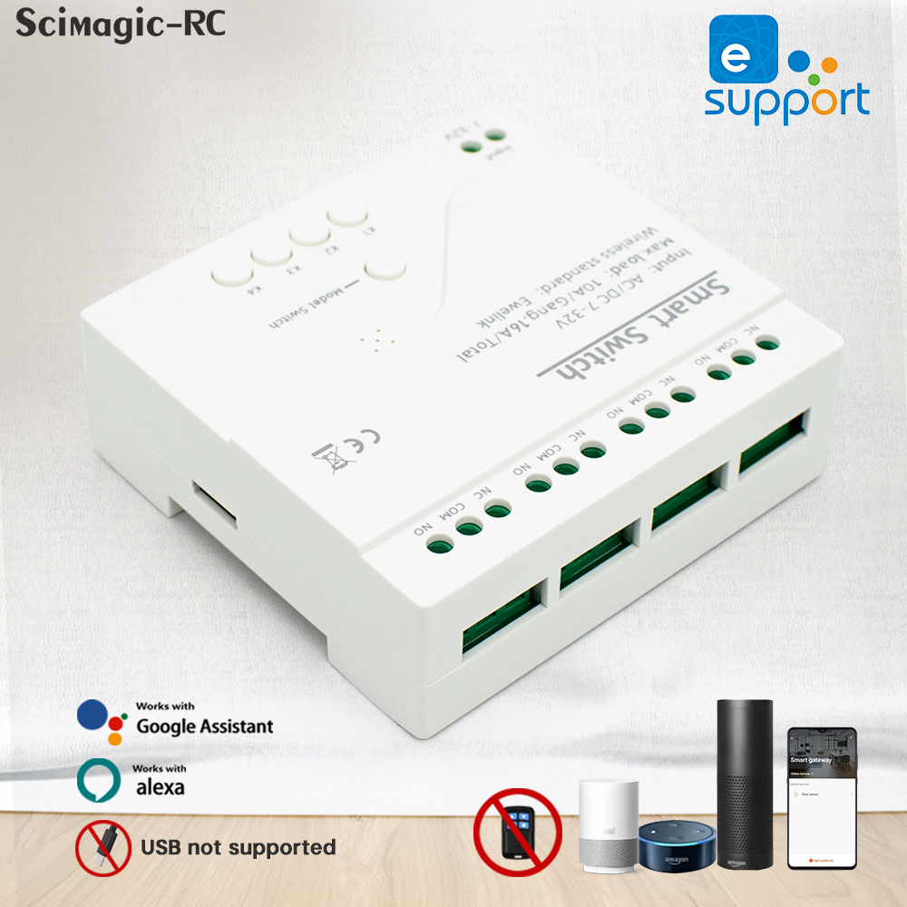 eWelink 4 Channel Smart WiFi 85-250V Switch, Free APP Remote Control ,Bluetooth, Inching ,Self-lock ,Inter-lock,Works with Alexa