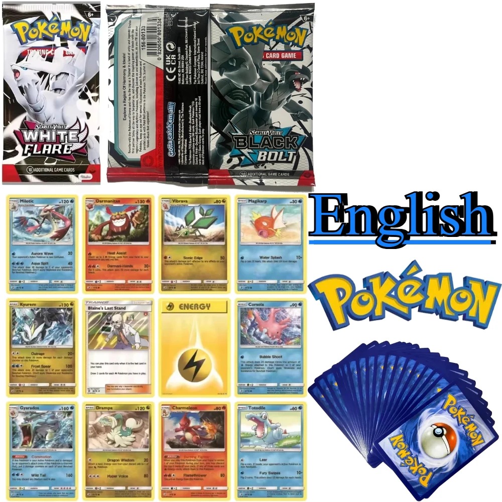 Pokemon English Black Bolt White Flare SUN&MOON EVOLUTIONS DARKNESS ABLAZE CROWN ZENITH Booster Battle & Transaction Cards