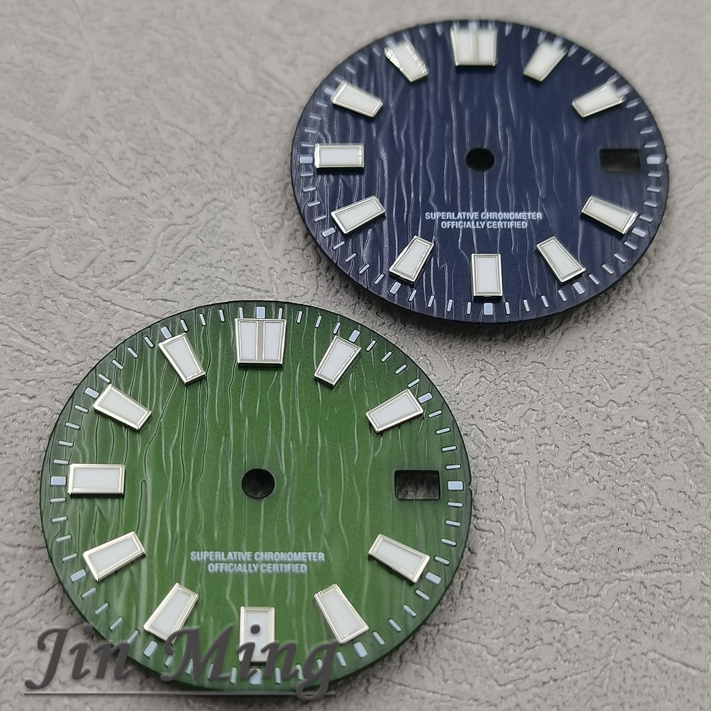 High Quality 28.5mm Dial Fit Watch with Date Window Green Luminous Aseptic White Black Blue Options NH35/NH36/4R/7S Automatic