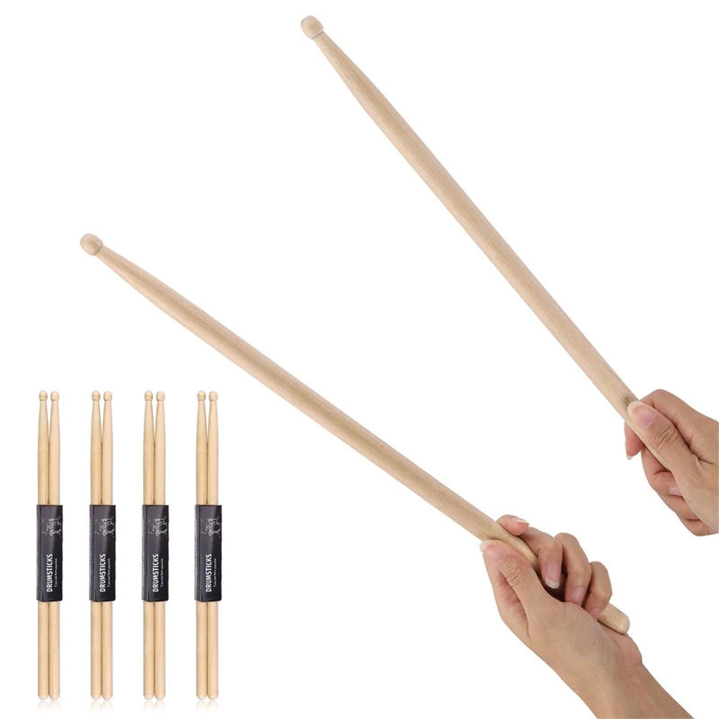 1 Pair Premium Maple Drumsticks, Durable Practice Sticks, Elegant Log Color, Ideal for All Ages, Jazz & Percussion