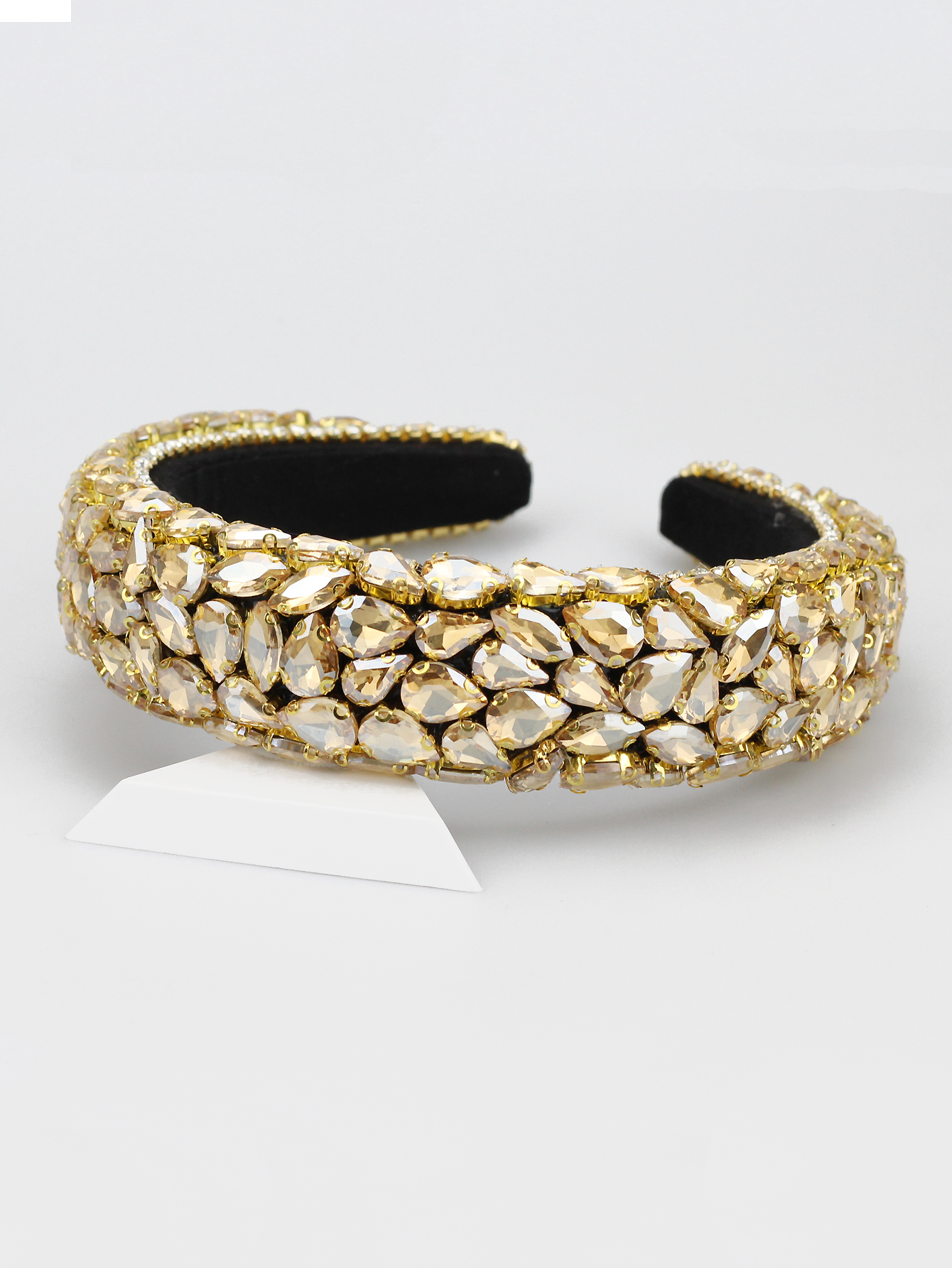Women Colorful Black Diamante Padded Hairbands Luxury Full Rhinestone Baroque Headbands For Wedding Handmade Hair Jewelry