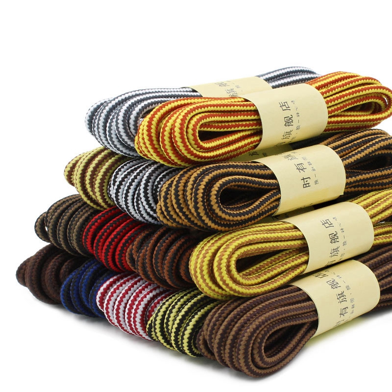 1Pair Round Boot Shoelaces Striped Sneakers Shoe laces boots Laces Shoes Strings Outdoor Walking Hiking Shoelace
