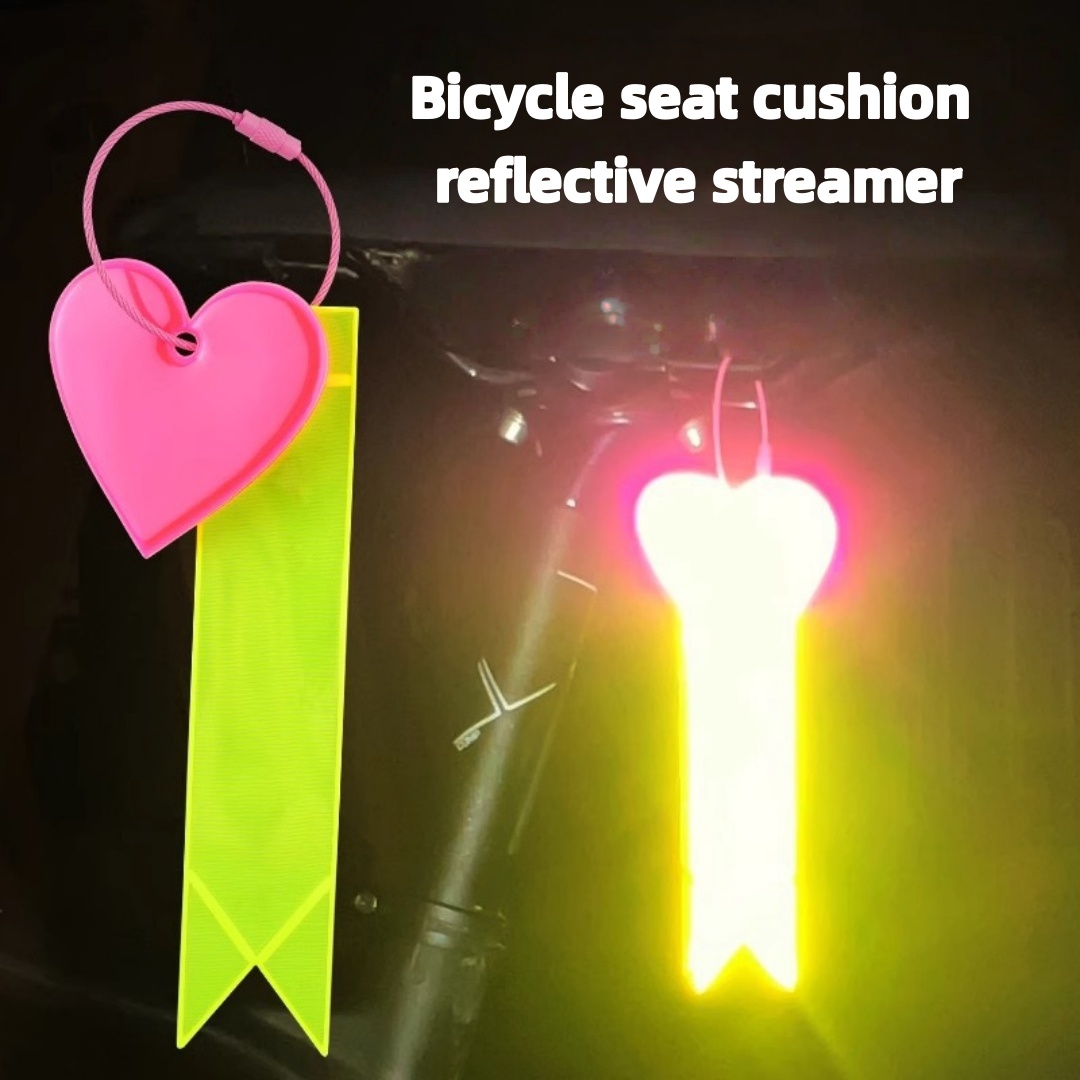 1 Piece Bicycle Seat Cushion Reflective Strip Warning Strip, with Heart-Shaped Reflective Pvc Tail Light - Blue and Pink, Suitable for Night Riding, High Visibility Reflective Gear, Suitable for Bicycles, Backpacks, and Helmets. Cycling Accessories for...