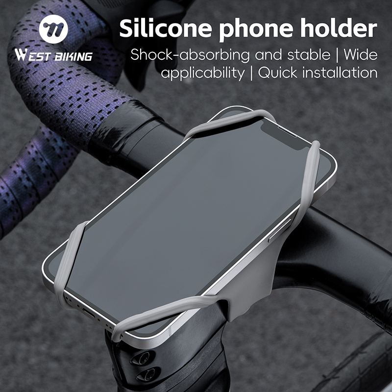 WEST BIKING Bicycle Cell Phone Holder Road Bike MTB Silicone Mobile Phone Holder Normal Shaped Handlebar Universal Accessories