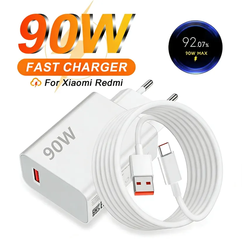 90W Turbo Fast USB Charger For 13 14 15 Ultra 15T 17 Pro Redmi Note 14 Pro POCO F6 F7 X6 X7 Pro Type C Quick Charge Cable
