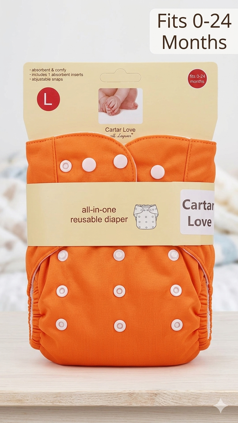 Cartar Love Washable Reusable Cloth Diaper (0-24 Months) | Adjustable Waterproof Pocket Nappy for Babies | Includes 1 Super Absorbent Insert - Multi-Color
