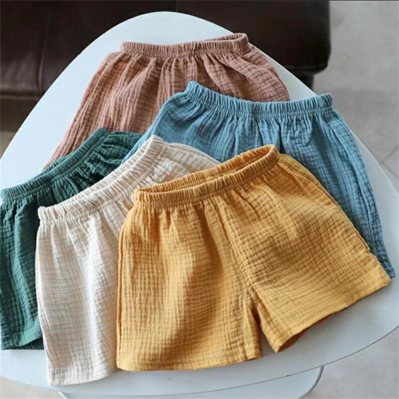 Baby Cotton Linen Shorts Summer New Children's Solid color Short Pant Boys Girls Thin Short Pants Girls Boy Clothing