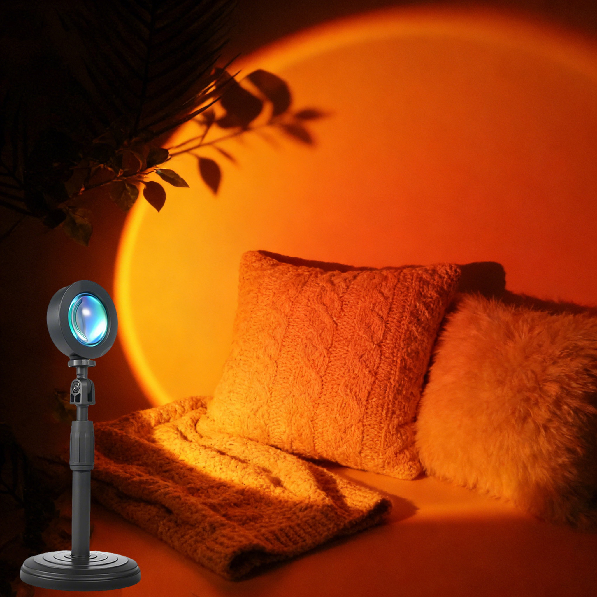 1PC Warm Sunset Projection Lamp Adjustable Stand LED Atmosphere Light for Bedroom Deco