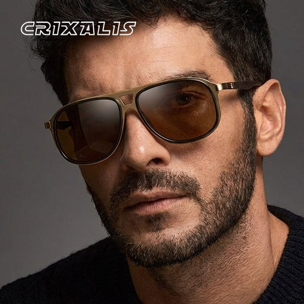 CRIXALIS Men’s Fashion Polarized Sunglasses Casual Metal Frame Driving Fishing Outdoor Designer Sunglasses UV400 Protection