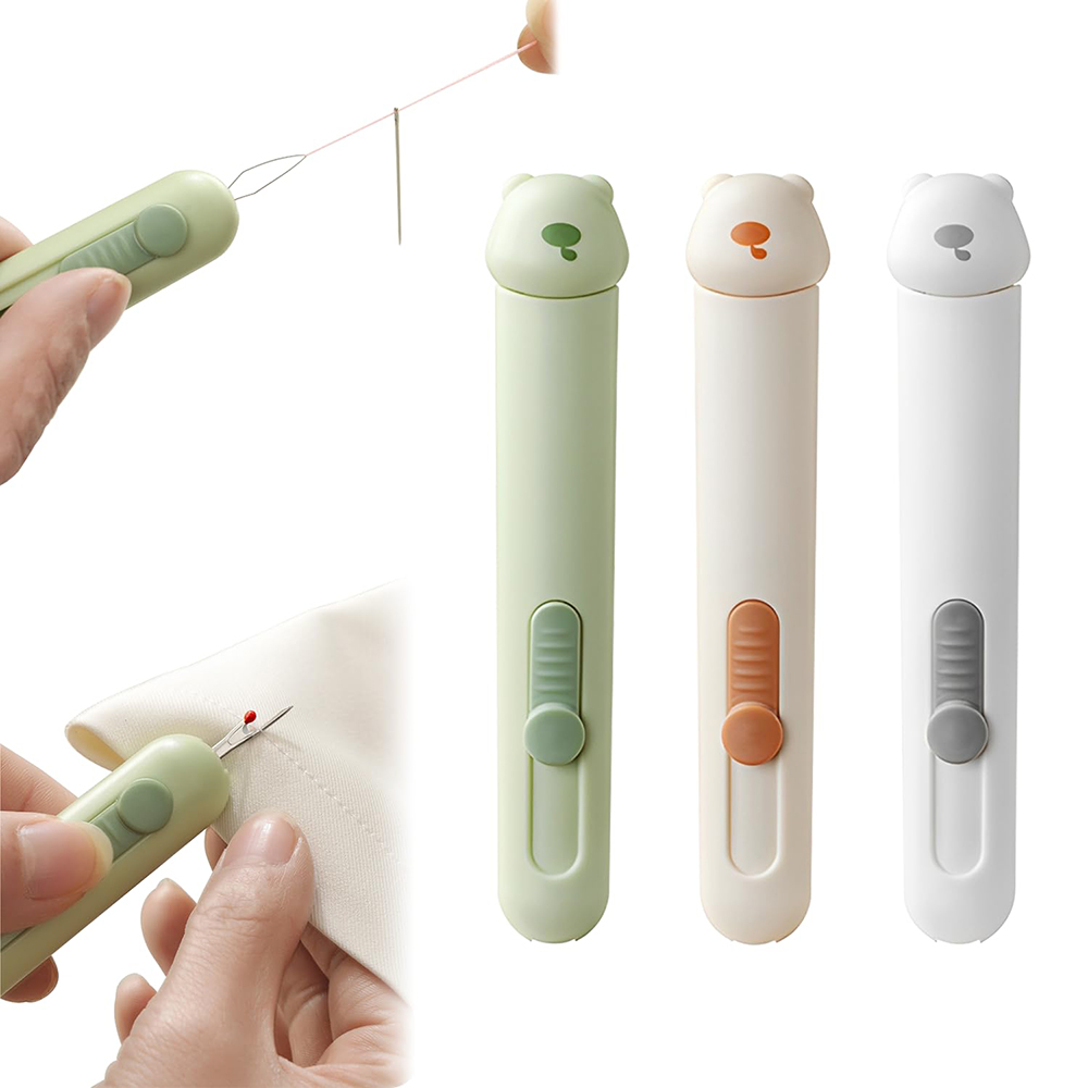 1pc 3 in 1 Automatic Needle Threader Thread Seam Remover Upgraded Quick Threading Tool for Hand Sewing and Embroidery