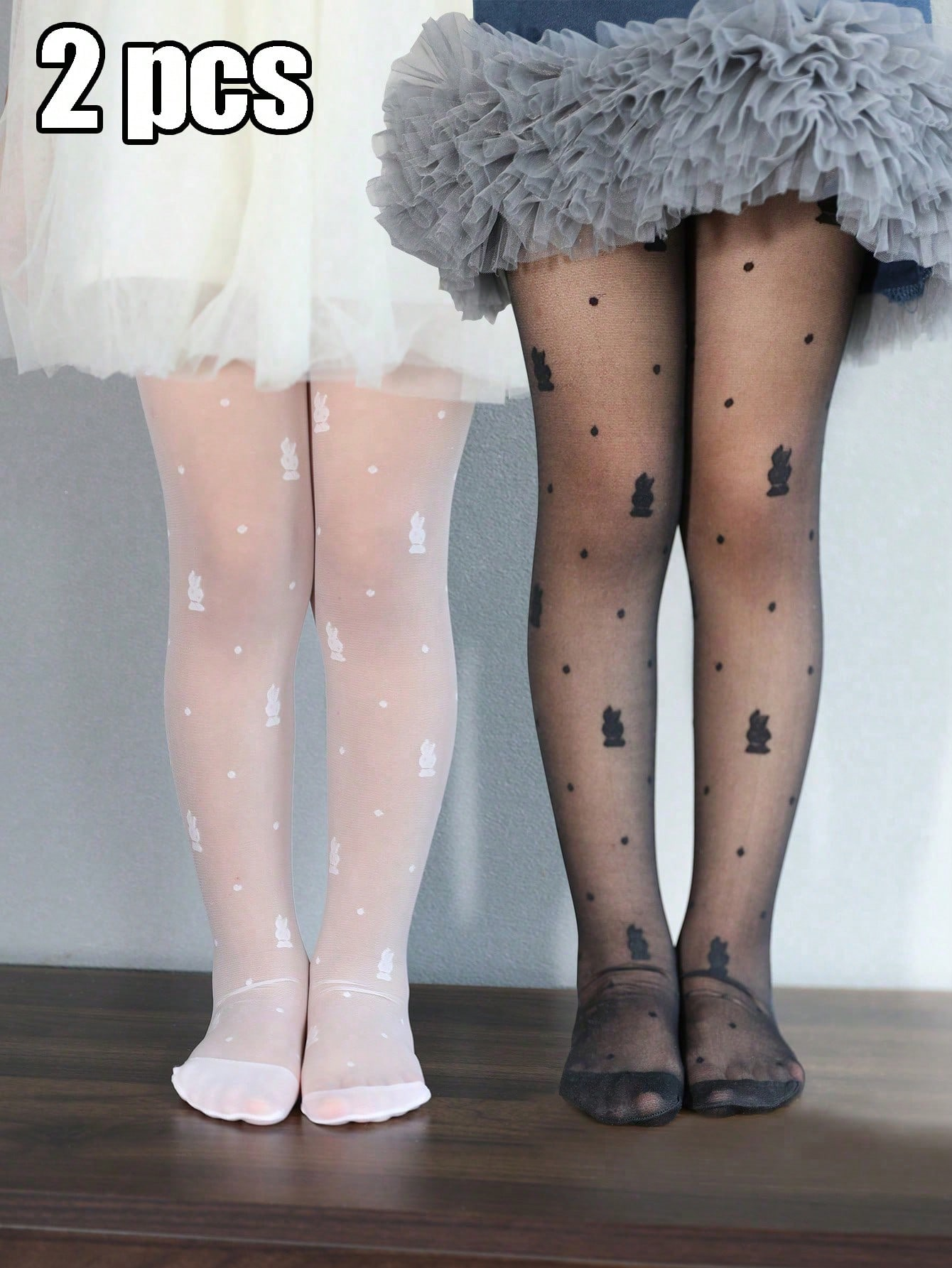 2 Pairs of Children Rabbit Summer Ultra-Thin Sheer Tight Pantyhoses,High-Density,High-Stretch Soft Leggings for Girls Aged 0-16Y