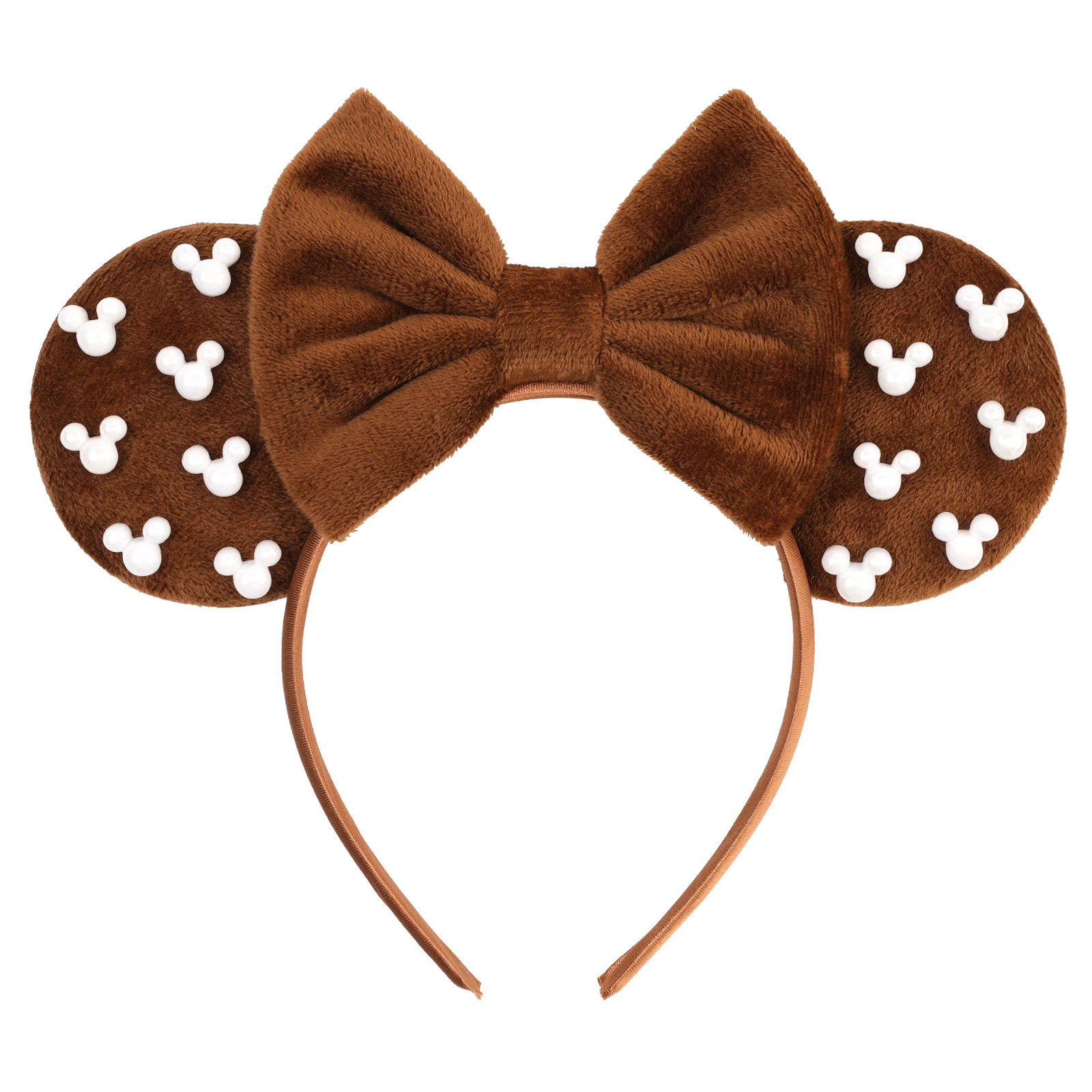 Disney White Pearls Mickey Mouse Ears Headbands for Women Colors Soft Cotton Bow Hair Accessories Girl Minnie Hairband Kids
