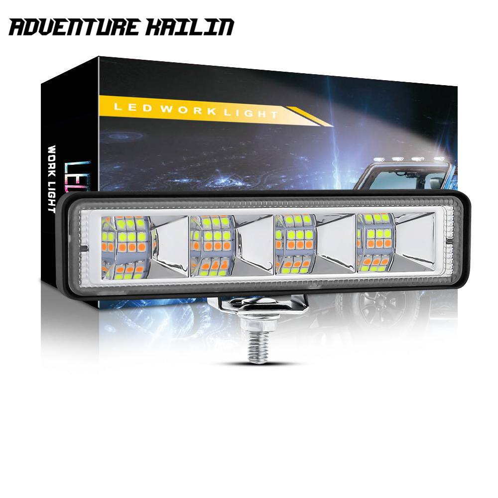 New Retrofit Lights One-Line Work Light 24 Lights 72W Led Two-Color off-Road Vehicle Light DC12V-60V