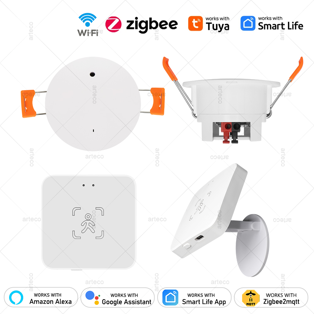 Tuya Zigbee/WiFi Smart Human Presence Sensor 24Ghz MmWave Radar Detection Luminance/Distance Support Home Assistant