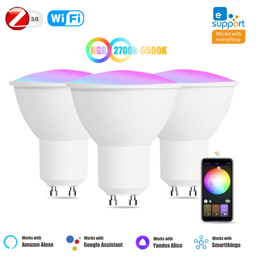 EWelink GU10 Smart Zigbee Wifi Led Light Bulbs 5W GU10 RGB CW WW Spotlight Lamp For Alexa Yandex Alice Smartthings 1-6pcs lightify