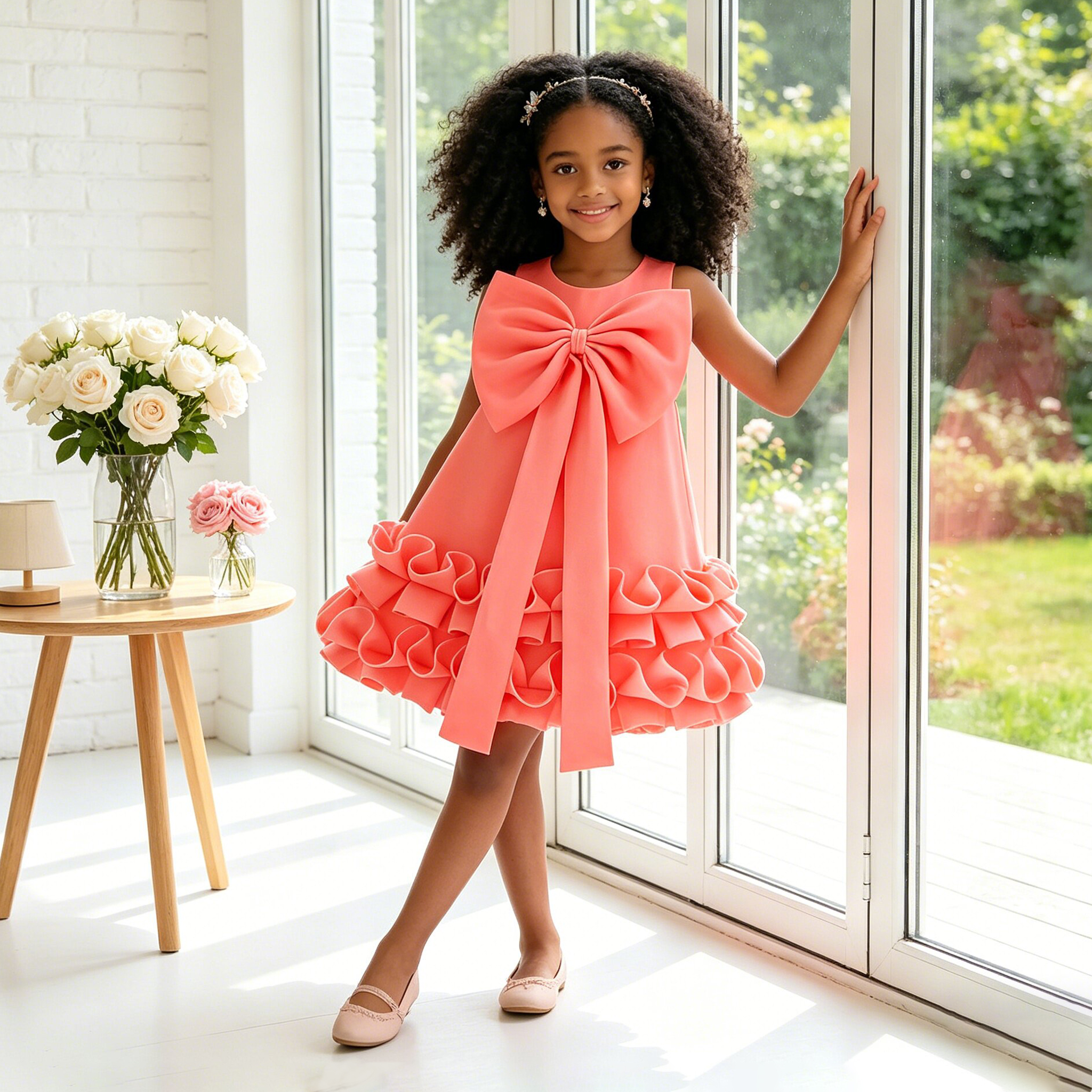 Summer Flower Bridesmaid Girls Party Dress Elegant Birthday Wedding Princess Dress Girl Graduation Evening Kids Clothe