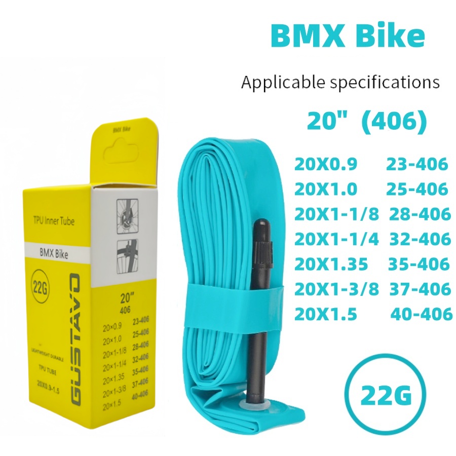 GUSTAVO BMX Bike Folding Bicycle TPU Tube 20X0.9-1.5/20X1.75-2.5 (406) 45mm 65mm Length French Valve