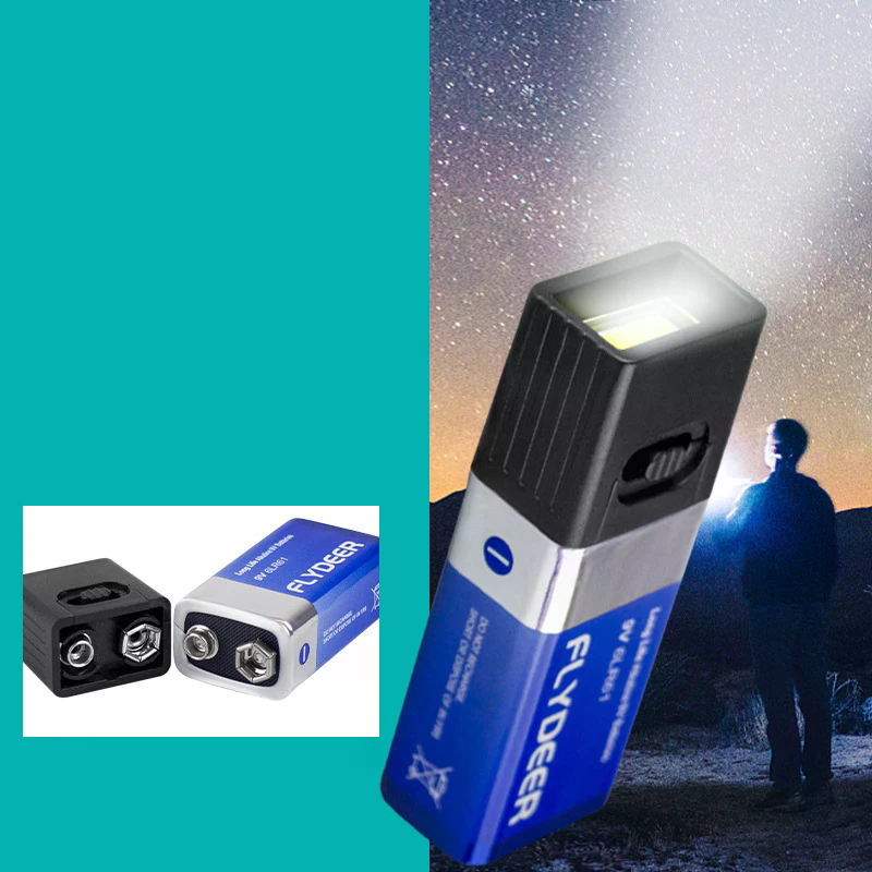 Flashlight 9V Mini LED Key Light 6F22 Battery COB Outdoor Lighting Work Light Battery Not Included